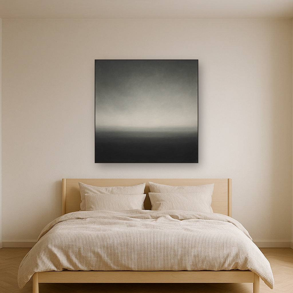 Monochrome Charcoal Drift & Soft Sfumato Horizon No. 10 Oil Painting - View 3