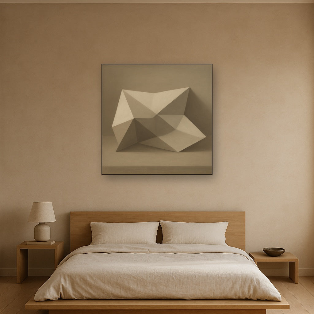 Folded Paper Geometry in Neutral Gradient Shadows No. 19 Oil Painting - View 3