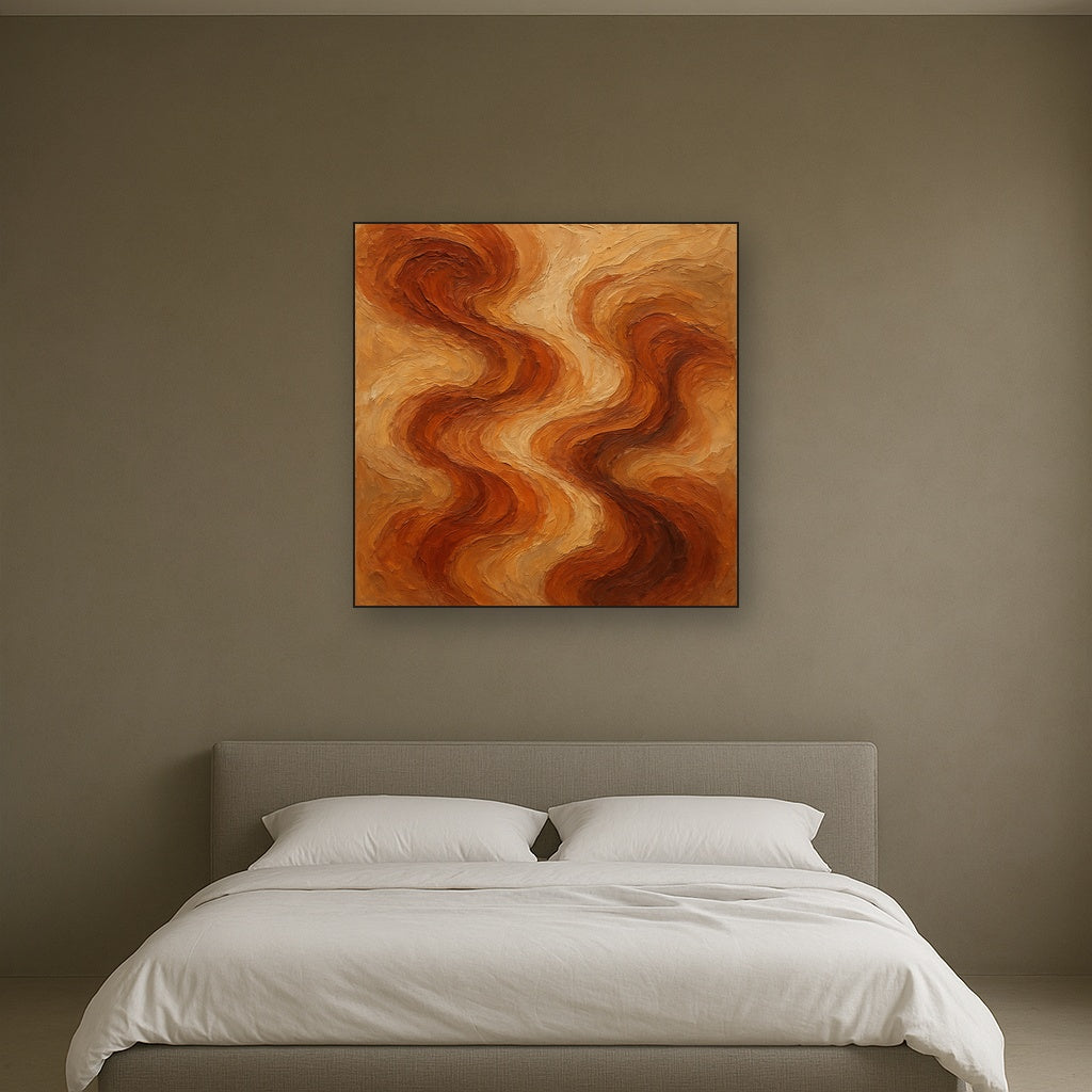 Sienna Drift Modern Abstract Oil Painting - View 3