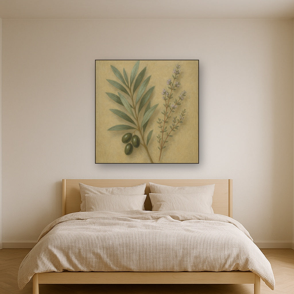 Olive Branches & Wild Thyme Botanical Study No. 7 Fine Art Oil Painting - View 3
