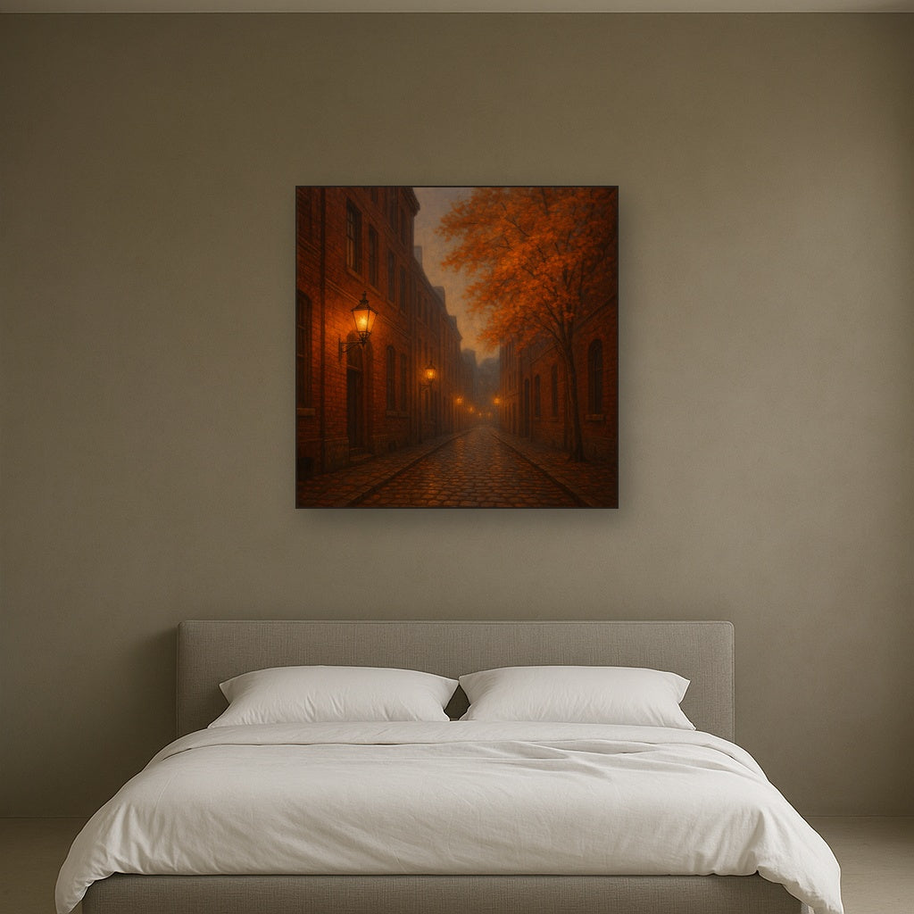 London Gaslamp Alley in Autumn Dusk No. 7 Oil Painting - View 3