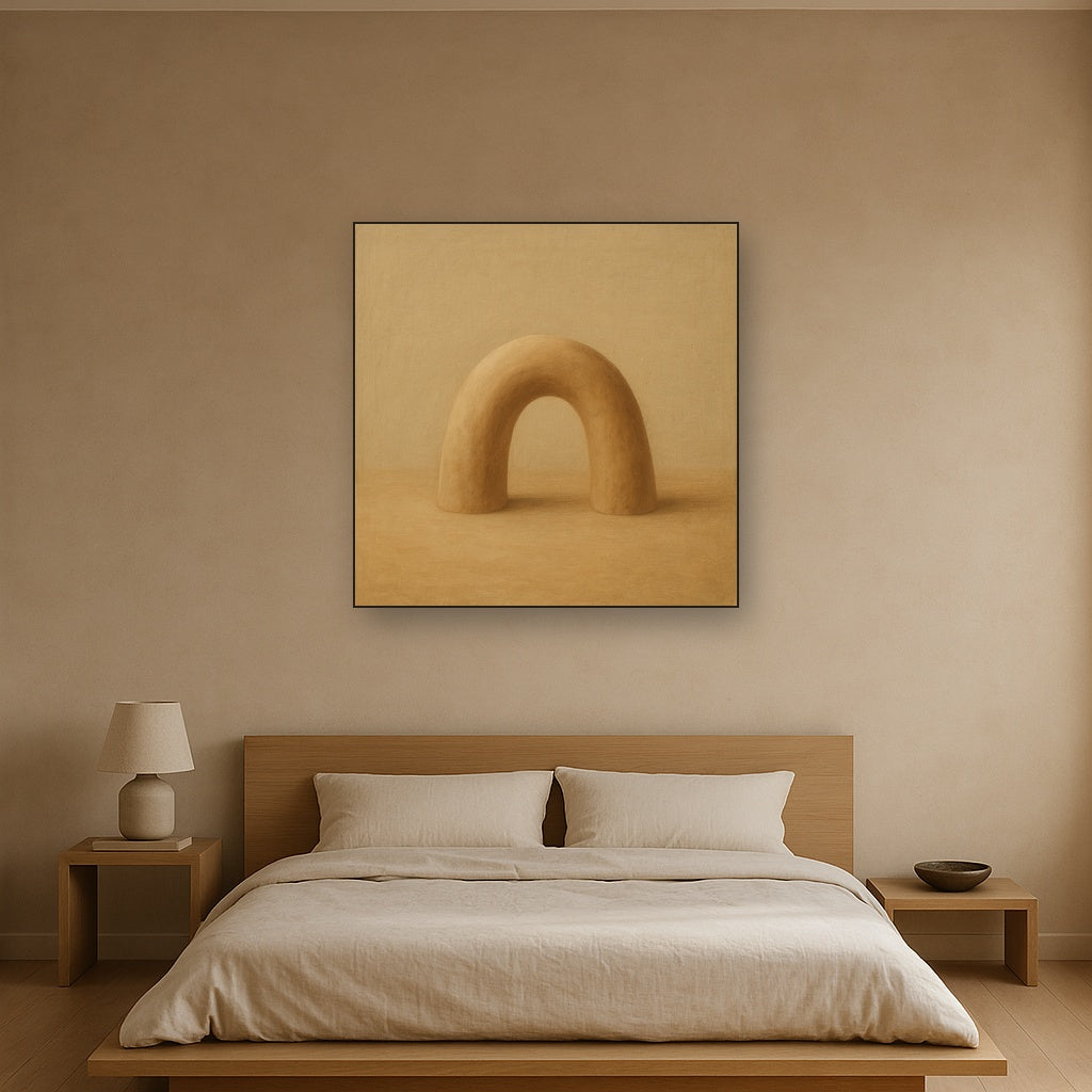Warm Beige Travertine Arch No. 1 - Modern Fine Art Oil Painting - View 3