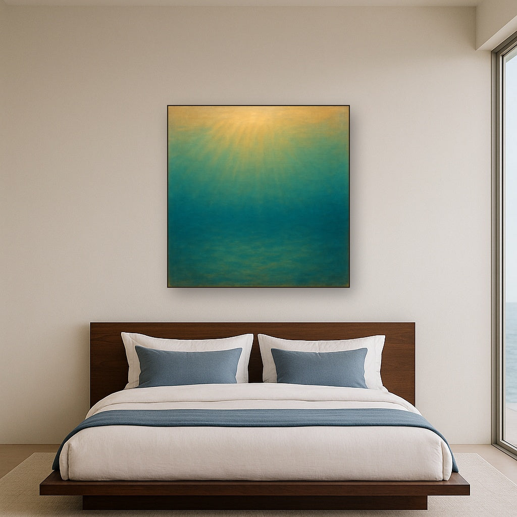 Minimalist Aquamarine Reef Void No. 10 - Modern Fine Art Oil Painting - View 3