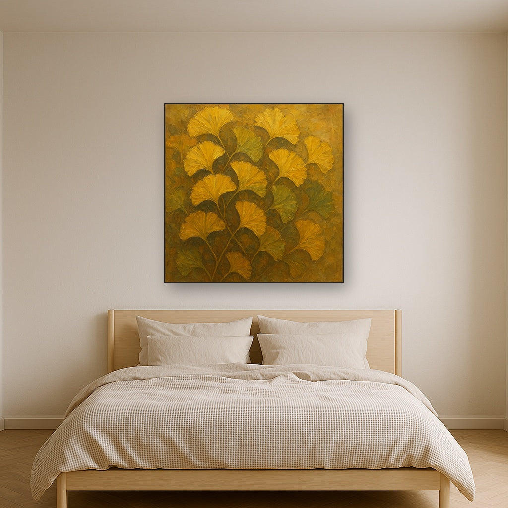 Japanese Ginkgo Leaf Symphony Oil Painting - View 3