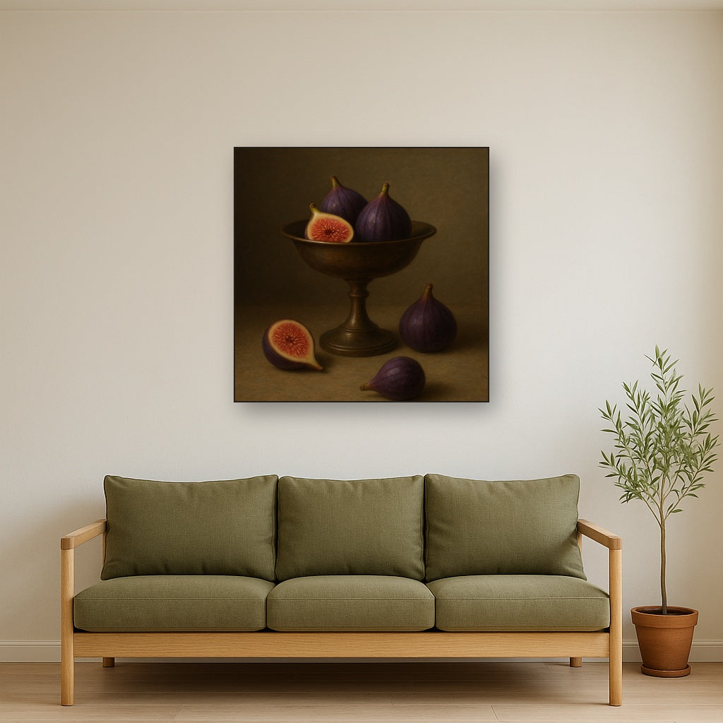 Ripe Figs & Bronze Compote Still Life No. 4 Oil Painting - View 3