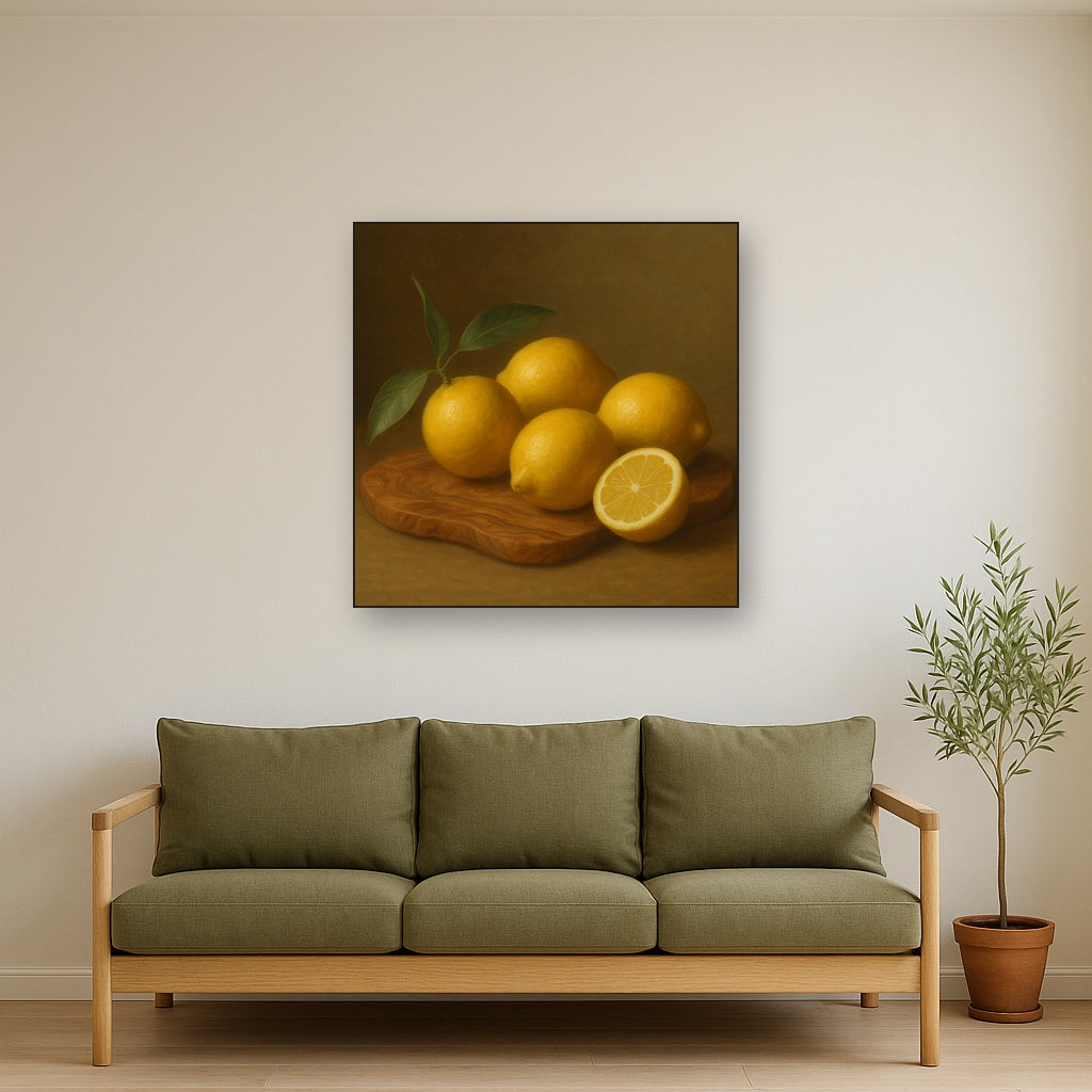 Meyer Lemons on Olive Wood Board No. 2 Oil Painting - View 3