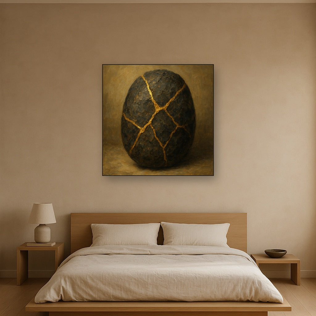 Kintsugi Gold Fracture Wabi-Sabi Oil Painting - View 3