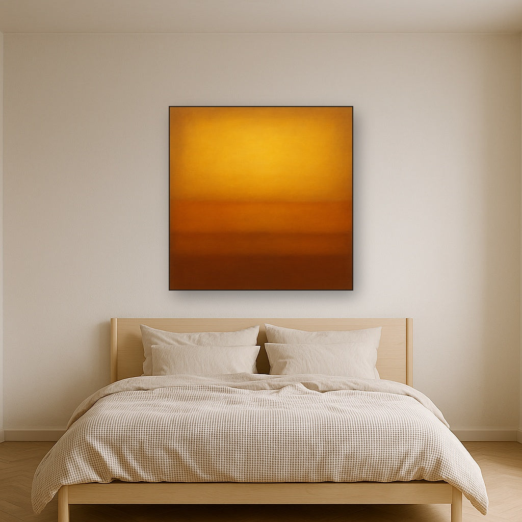 Warm Amber & Raw Sienna Sunset Meditation No. 20 Oil Painting - View 3