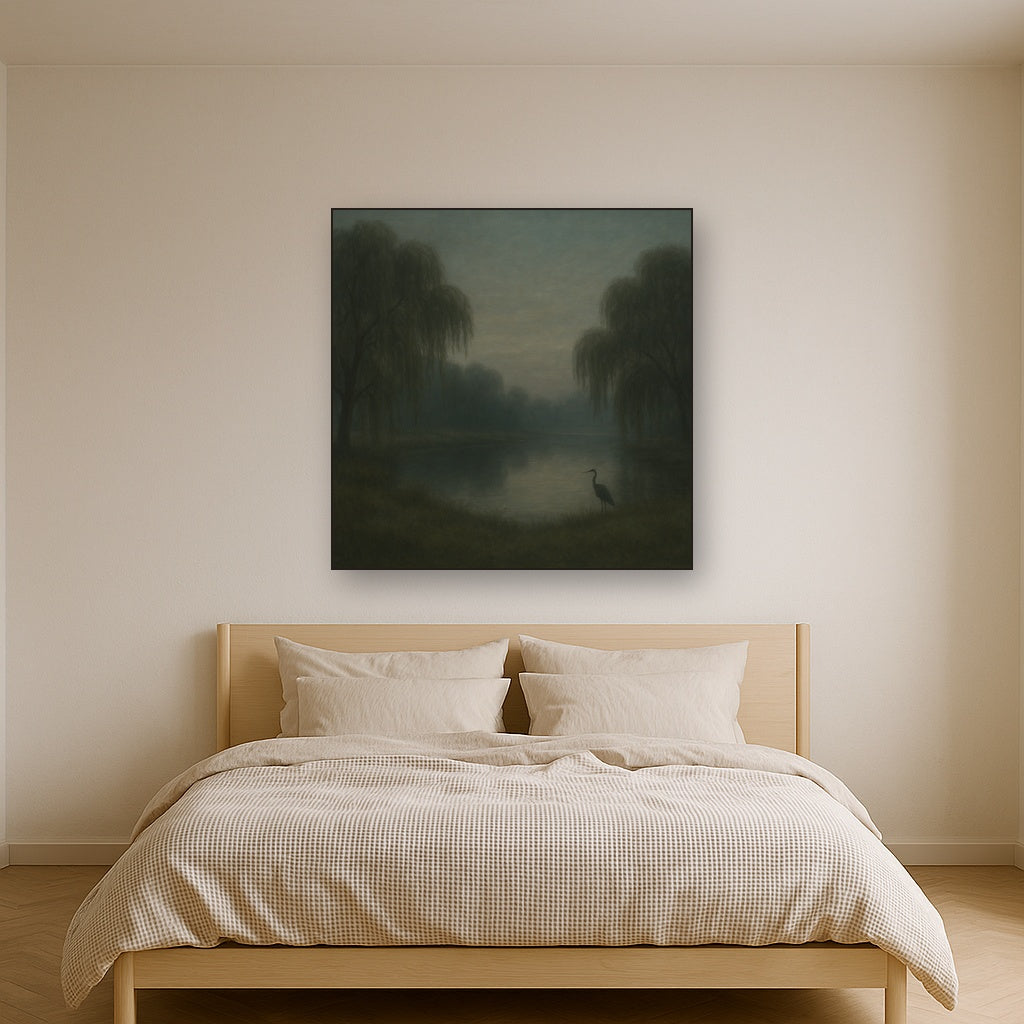 Tranquil Riverbank at Twilight Mist No. 4 Oil Painting - View 3