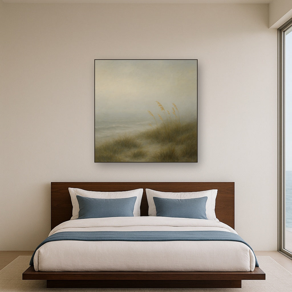 Ethereal Coastal Sea Fog over Silent Dunes No. 7 Fine Art Oil Painting - View 3