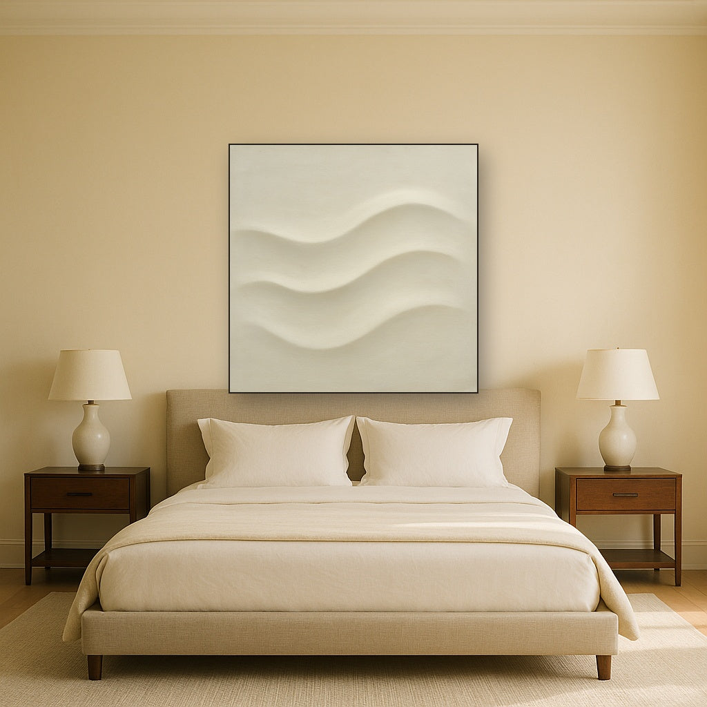 Monochrome Wave Relief No. 2 - Modern Fine Art Oil Painting - View 3