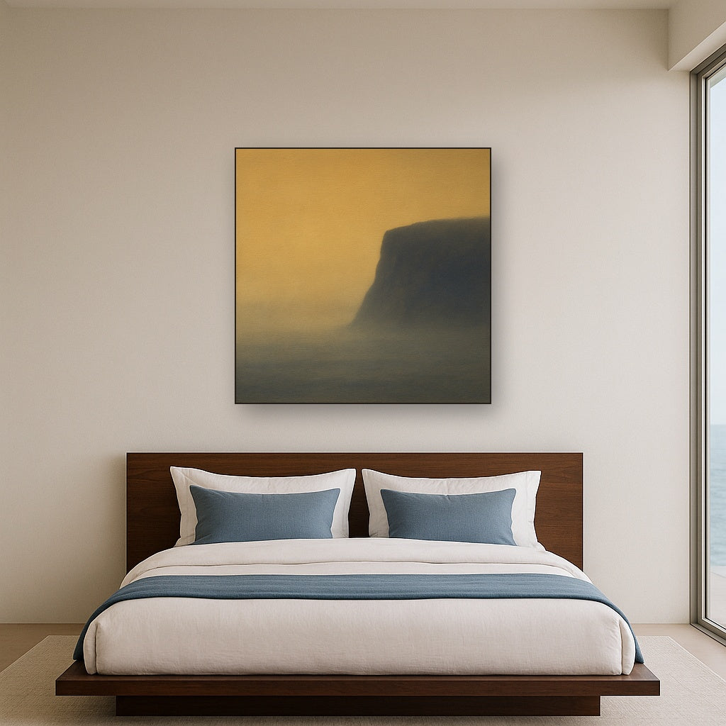 Solitary Headland in Fog No. 9 - Modern Fine Art Oil Painting - View 3