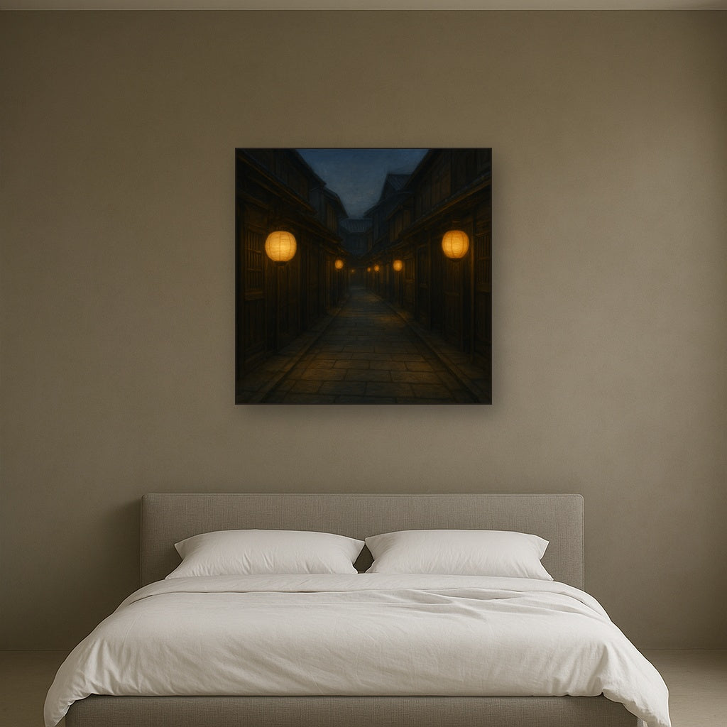 Old Kyoto Gion Alley in Soft Lantern Light No. 9 Oil Painting - View 3