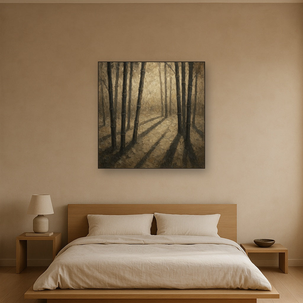 Zen Bamboo Forest Shadow Oil Painting - View 3