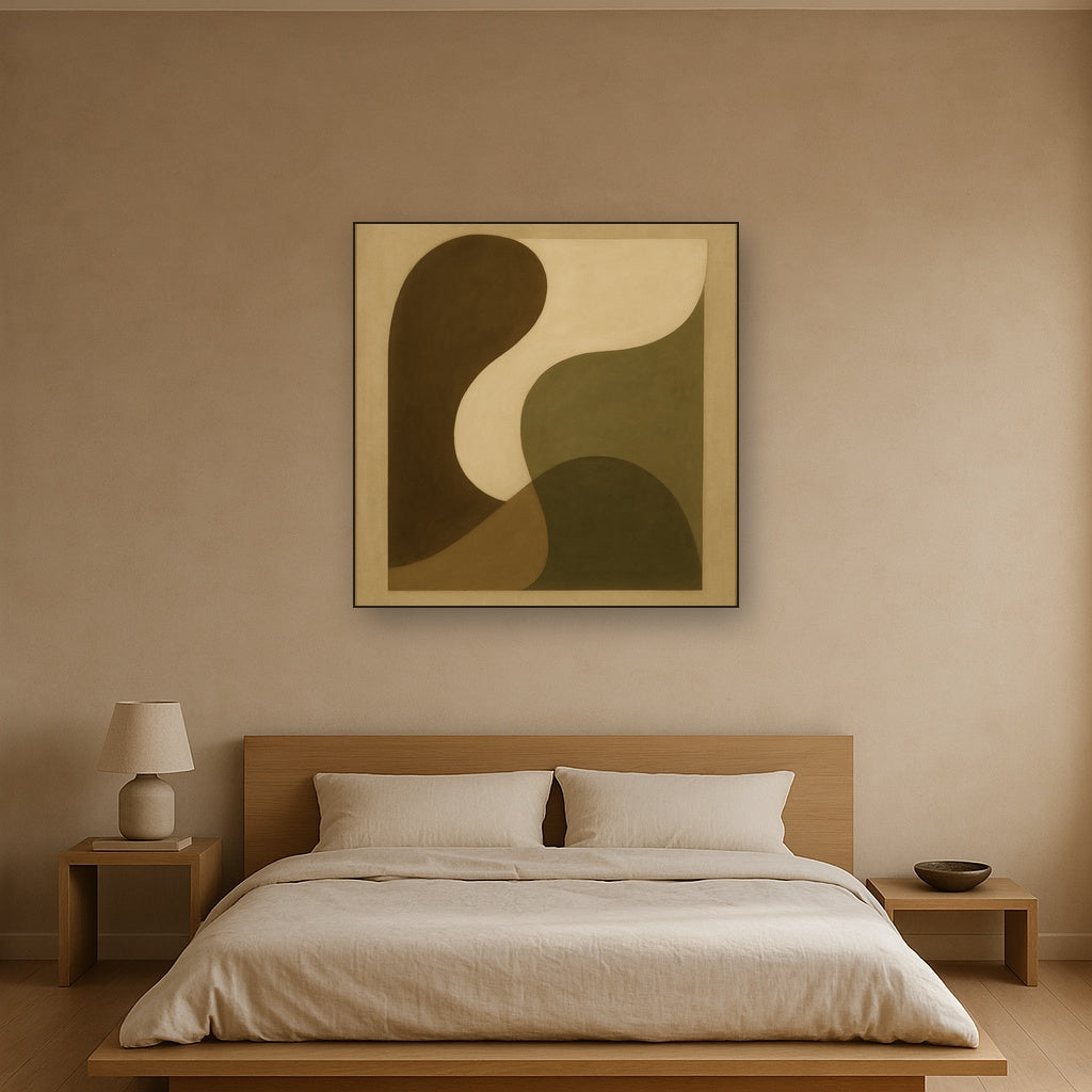 Minimalist Asymmetrical Balance in Raw Umber No. 4 Oil Painting - View 3