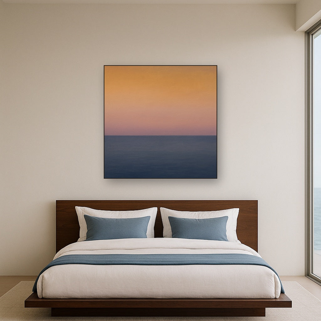 Dusk Horizon in Pale Lavender & Slate No. 3 - Modern Fine Art Oil Painting - View 3
