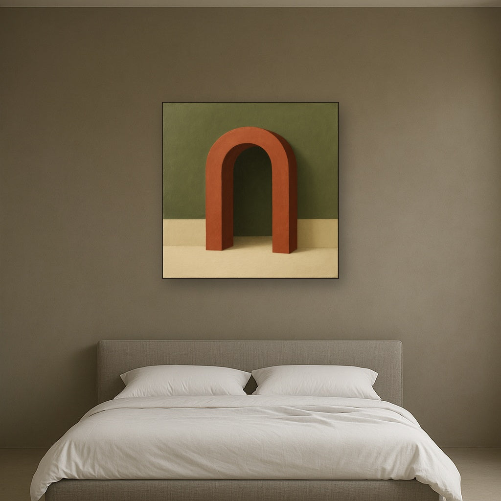 Terracotta Clay & Cream Arch No. 4 - Modern Fine Art Oil Painting - View 3