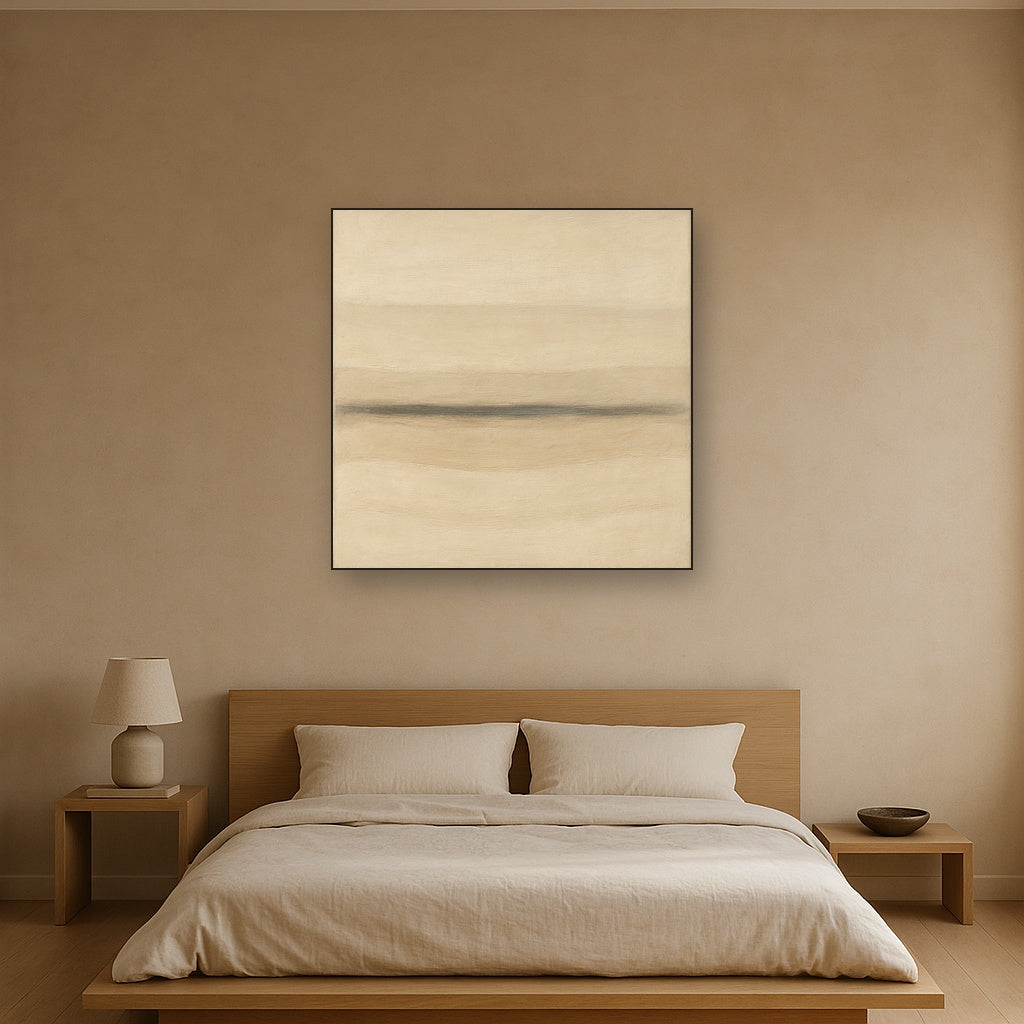 Raw Limestone Horizon & Washed Linen No. 25 Oil Painting - View 3