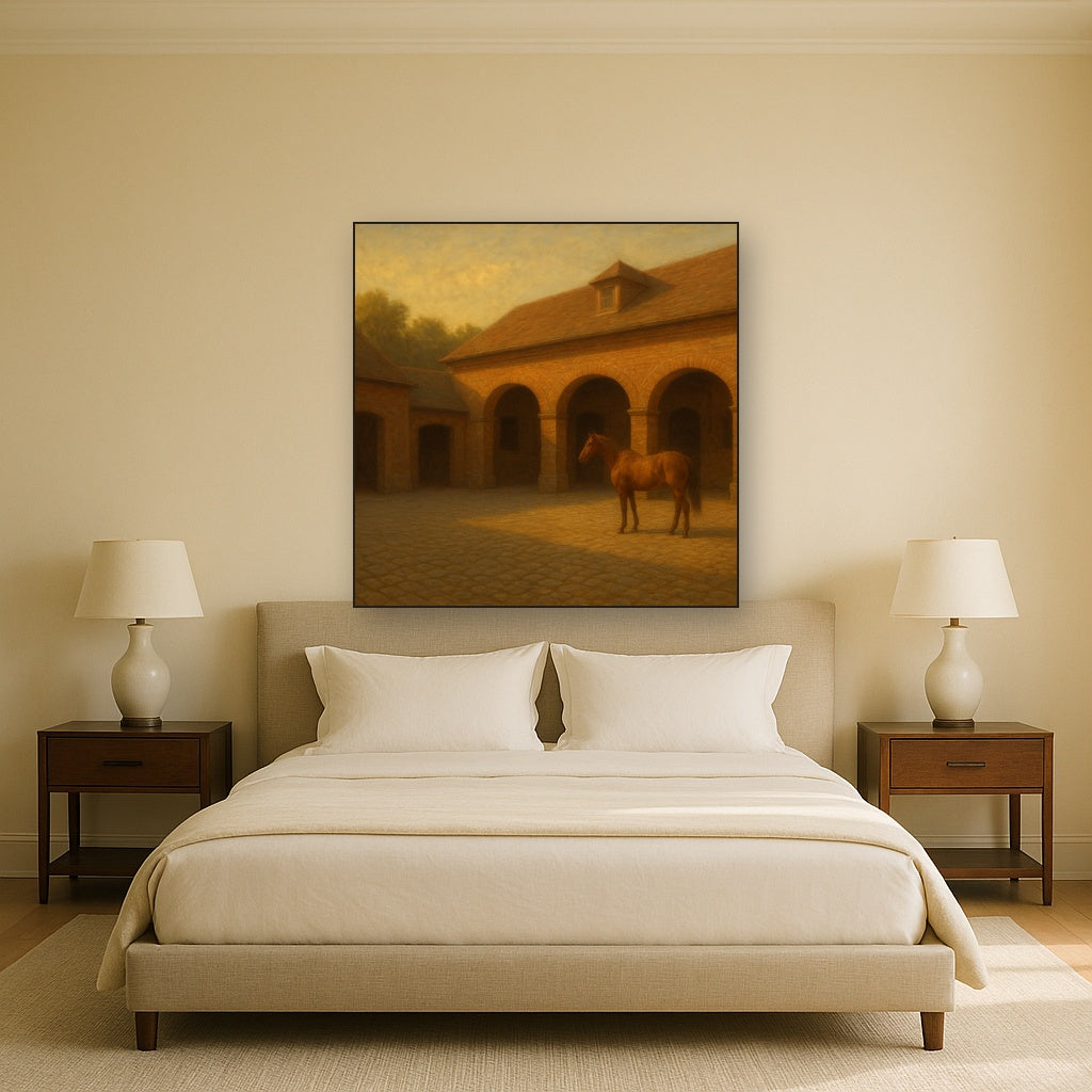 Equestrian Stable Courtyard in Late Afternoon No. 7 Oil Painting - View 3