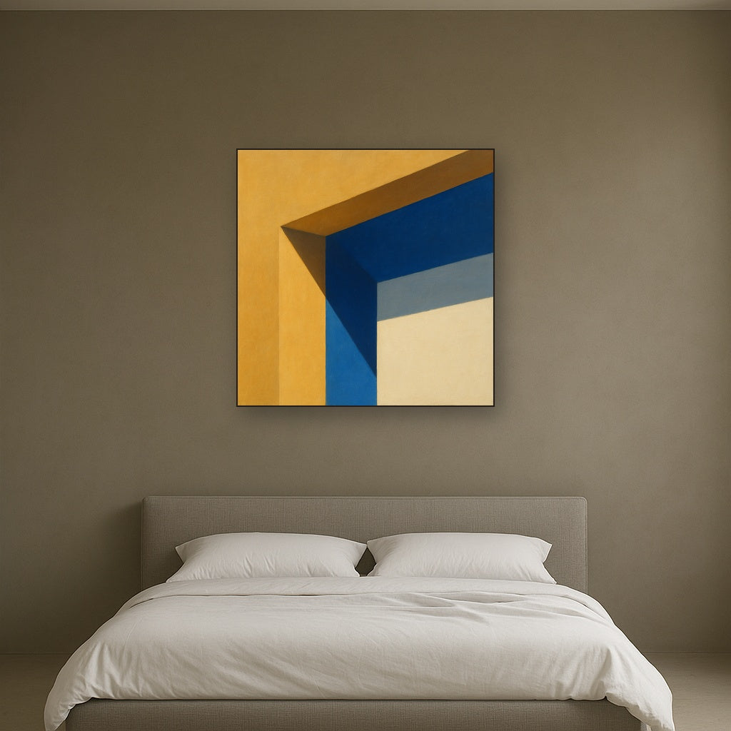 Sun & Shadow Architectural Facade Geometry Fine Art Oil Painting - View 3