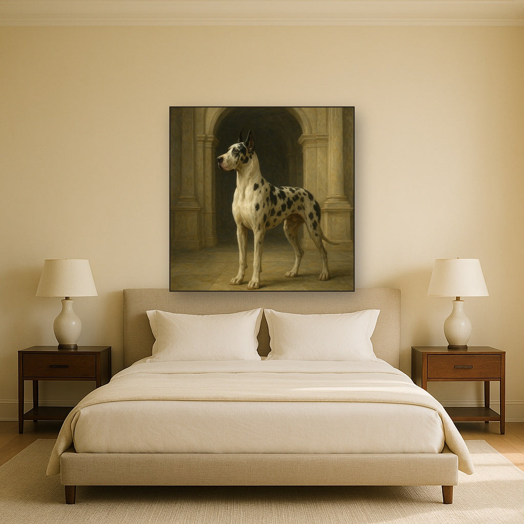 Regal Great Dane in Grand Architectural Hall No. 8 Fine Art Oil Painting - View 3