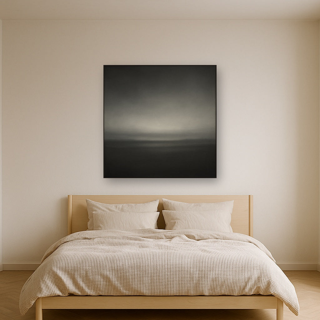 Monochrome Charcoal Drift & Soft Sfumato Horizon No. 14 Oil Painting - View 3