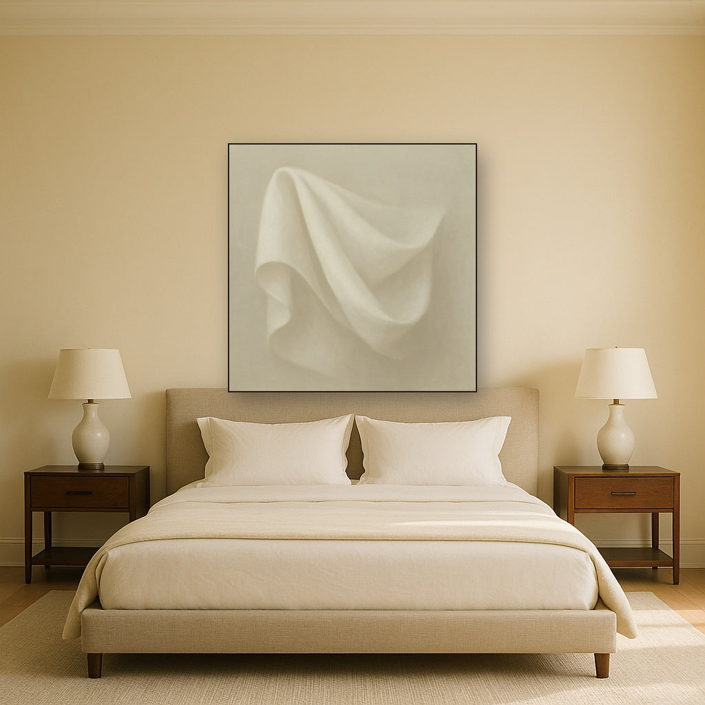 Alabaster Linen Texture Fold No. 4 - Modern Fine Art Oil Painting - View 3