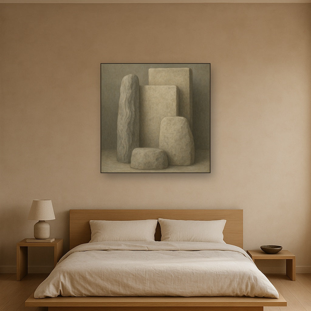 Driftwood Grey & Weathered Stone Monolith No. 6 Oil Painting - View 3