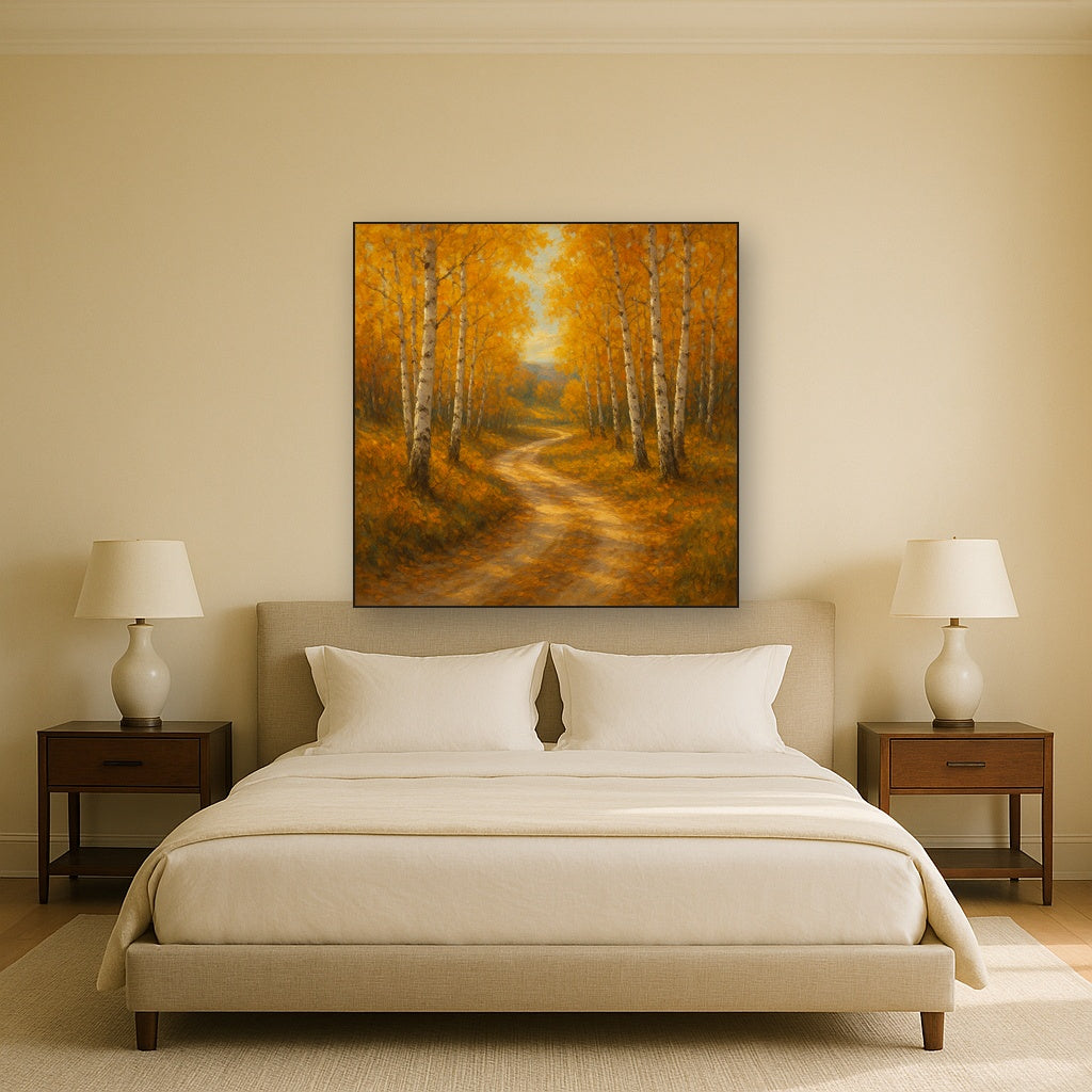 Winding Country Dirt Road through Birch Glade No. 3 Fine Art Oil Painting - View 3