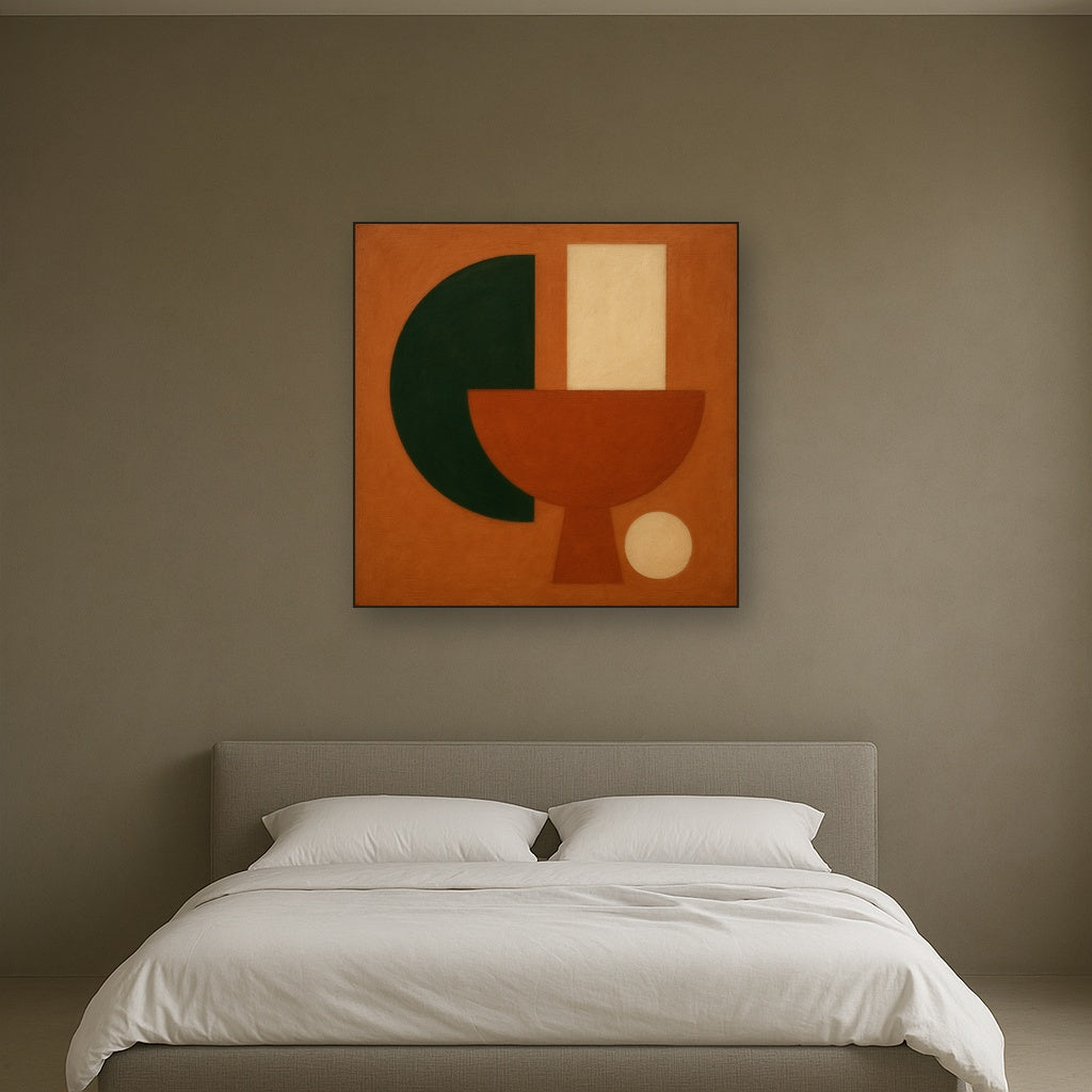 Forest Emerald & Chalk Interlock No. 6 - Modern Fine Art Oil Painting - View 3