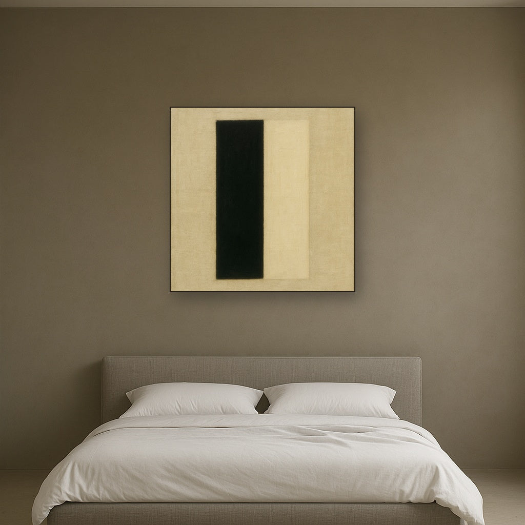 Deep Charcoal & Bone Monolith No. 1 - Modern Fine Art Oil Painting - View 3