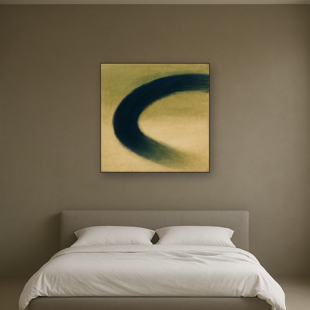 Navy Indigo & Warm Sand Sweep No. 2 - Modern Fine Art Oil Painting - View 3