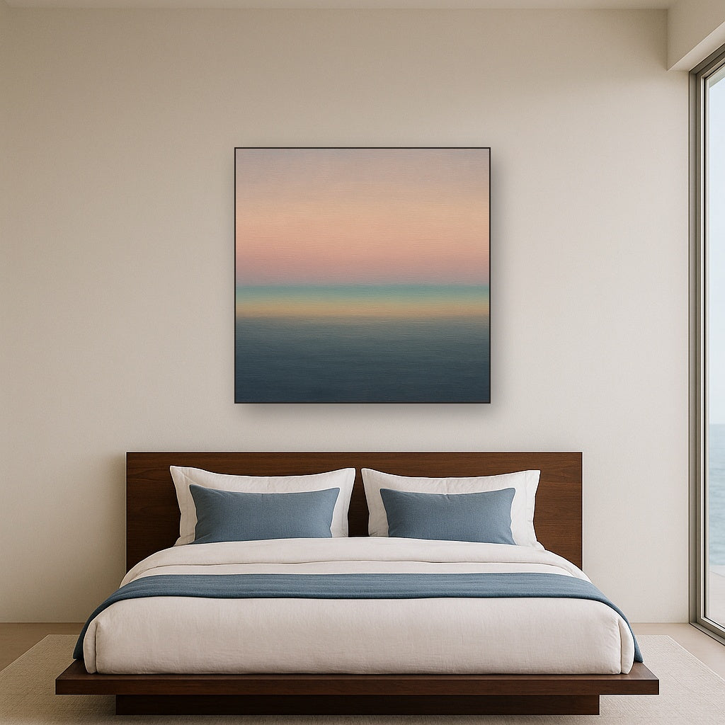 Dusk Horizon in Pale Lavender & Slate No. 3 - Modern Fine Art Oil Painting - View 3