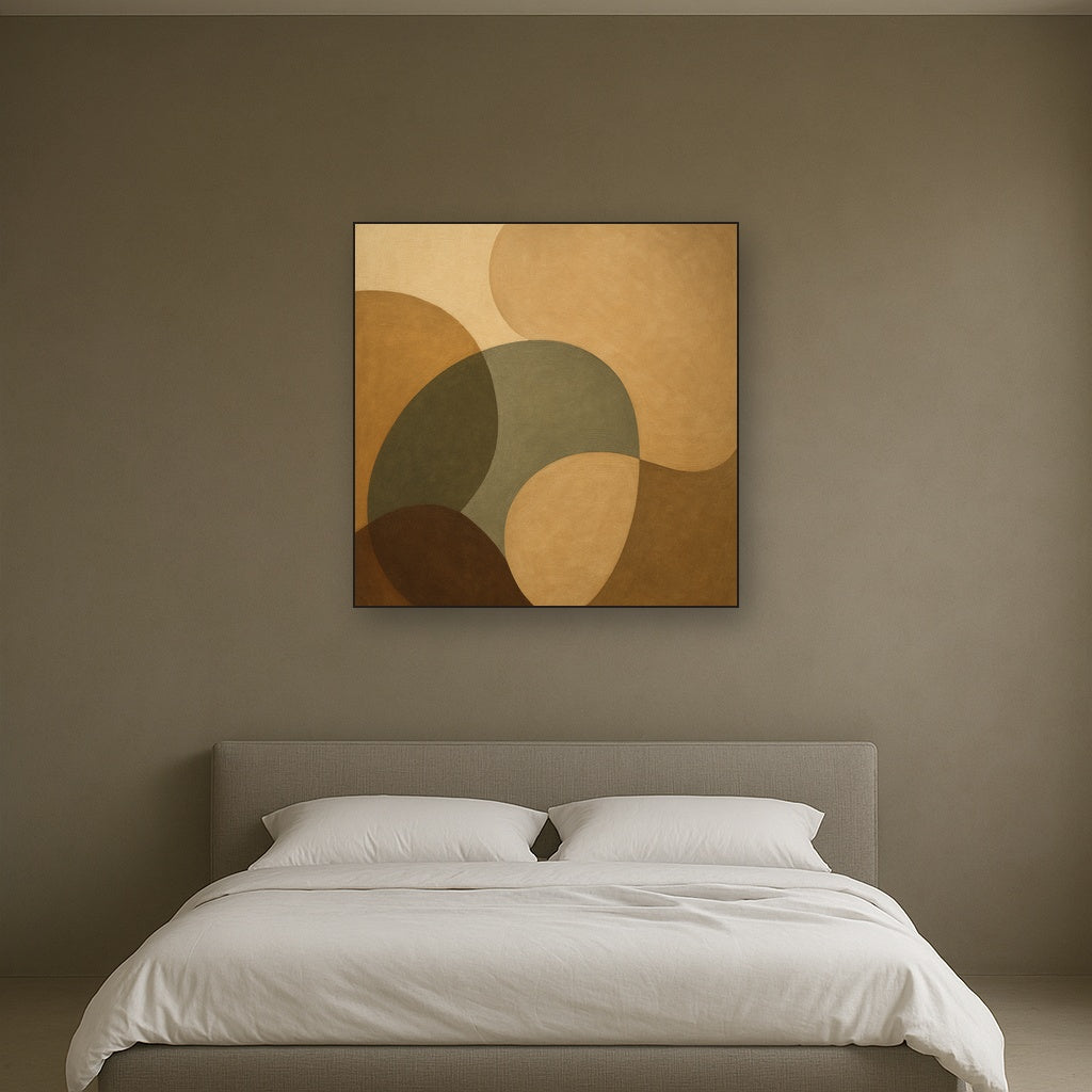 Organic Curved Shapes in Neutral Earth Pigments No. 10 Fine Art Oil Painting - View 3