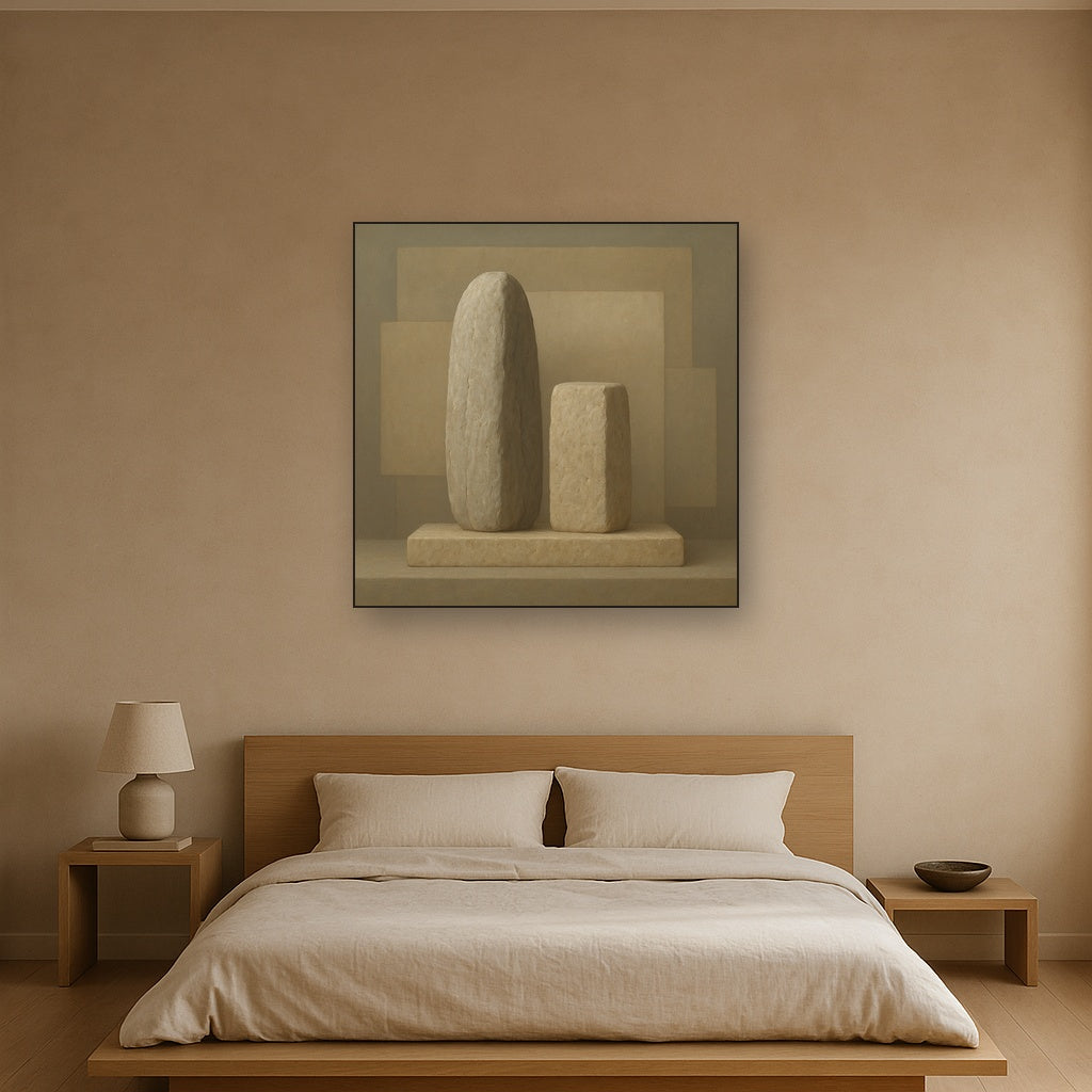 Driftwood Grey & Weathered Stone Monolith No. 8 Oil Painting - View 3