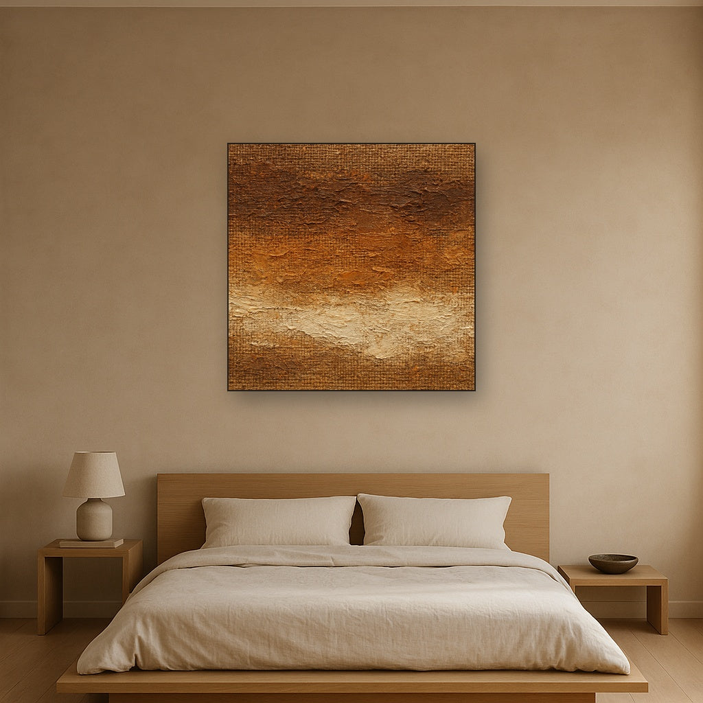Aged Burlap & Umber Textures Oil Painting - View 3