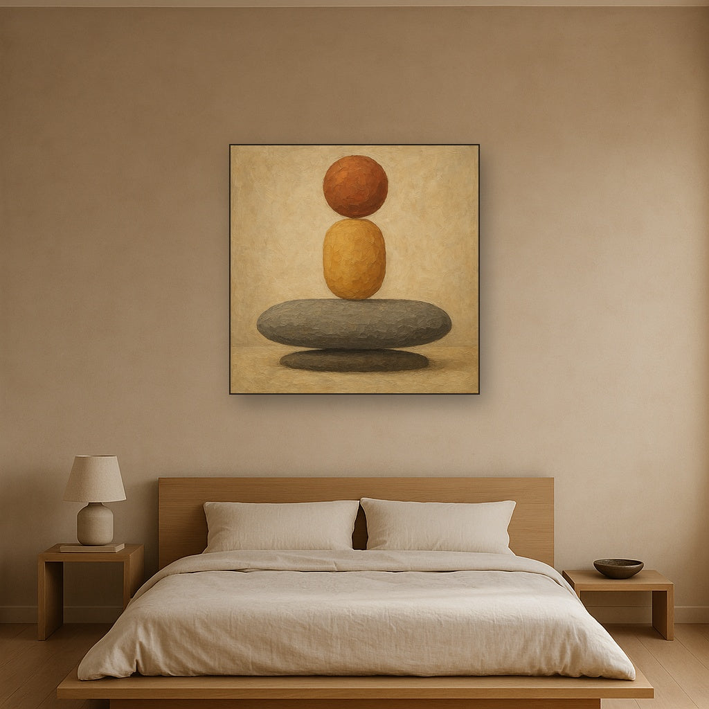 Ashen Earth and Ochre Balance Oil Painting - View 3