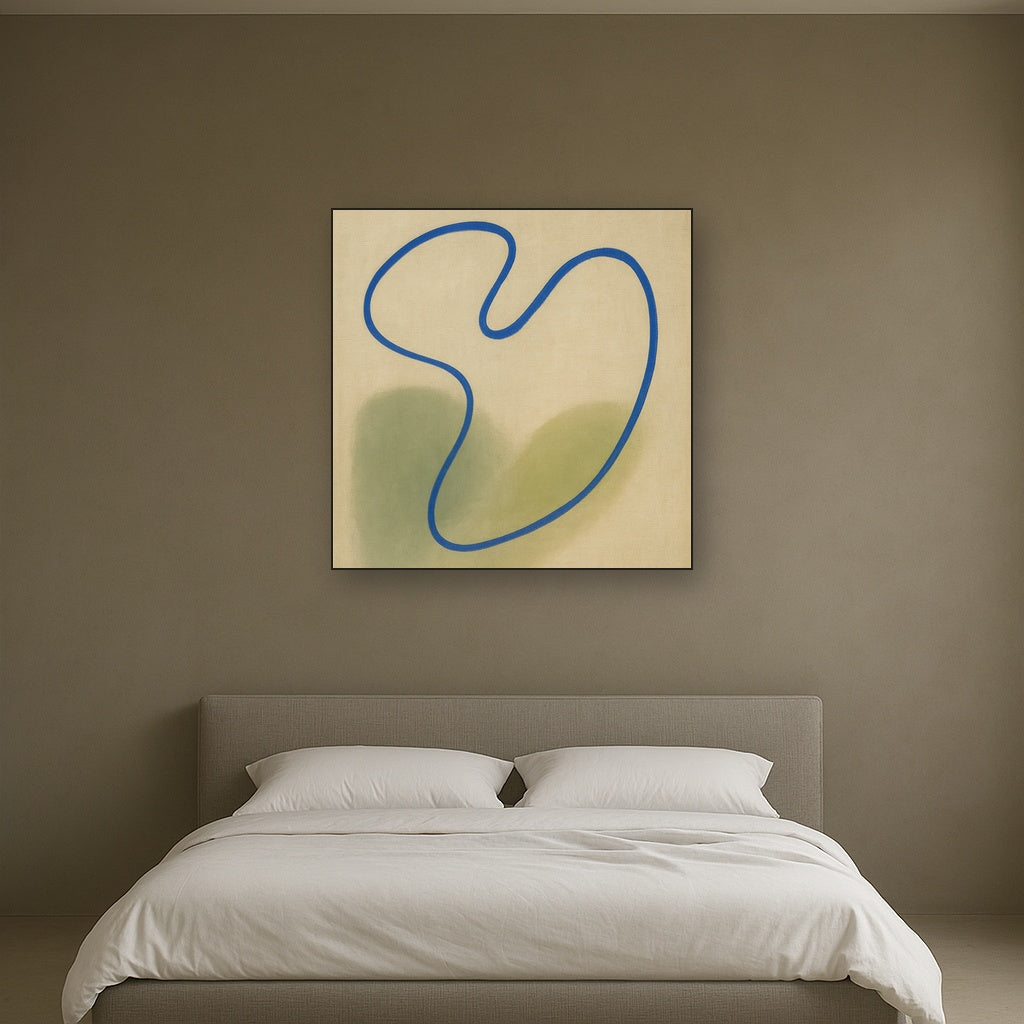Cobalt Blue & Pale Oat Contour No. 8 - Modern Fine Art Oil Painting - View 3