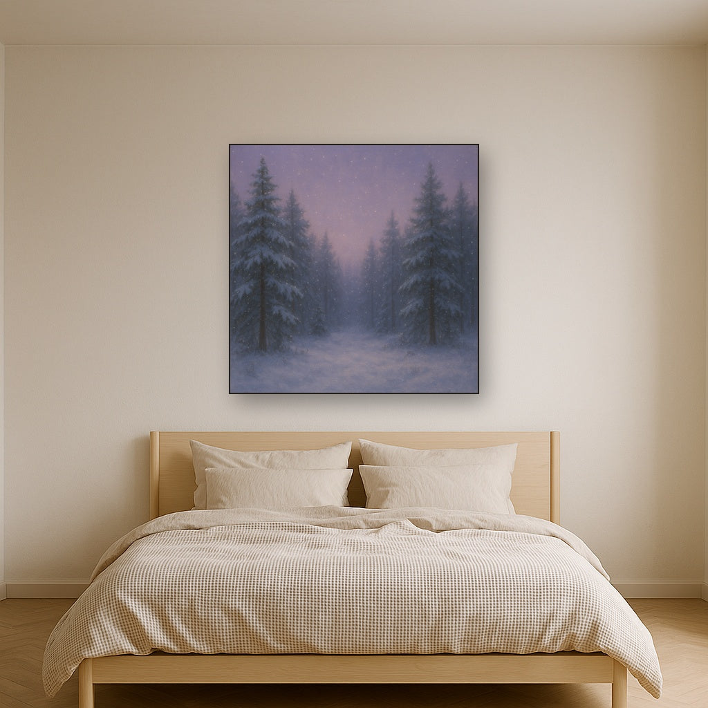 Quiet Pine Forest in Gentle Twilight Snow No. 5 Oil Painting - View 3