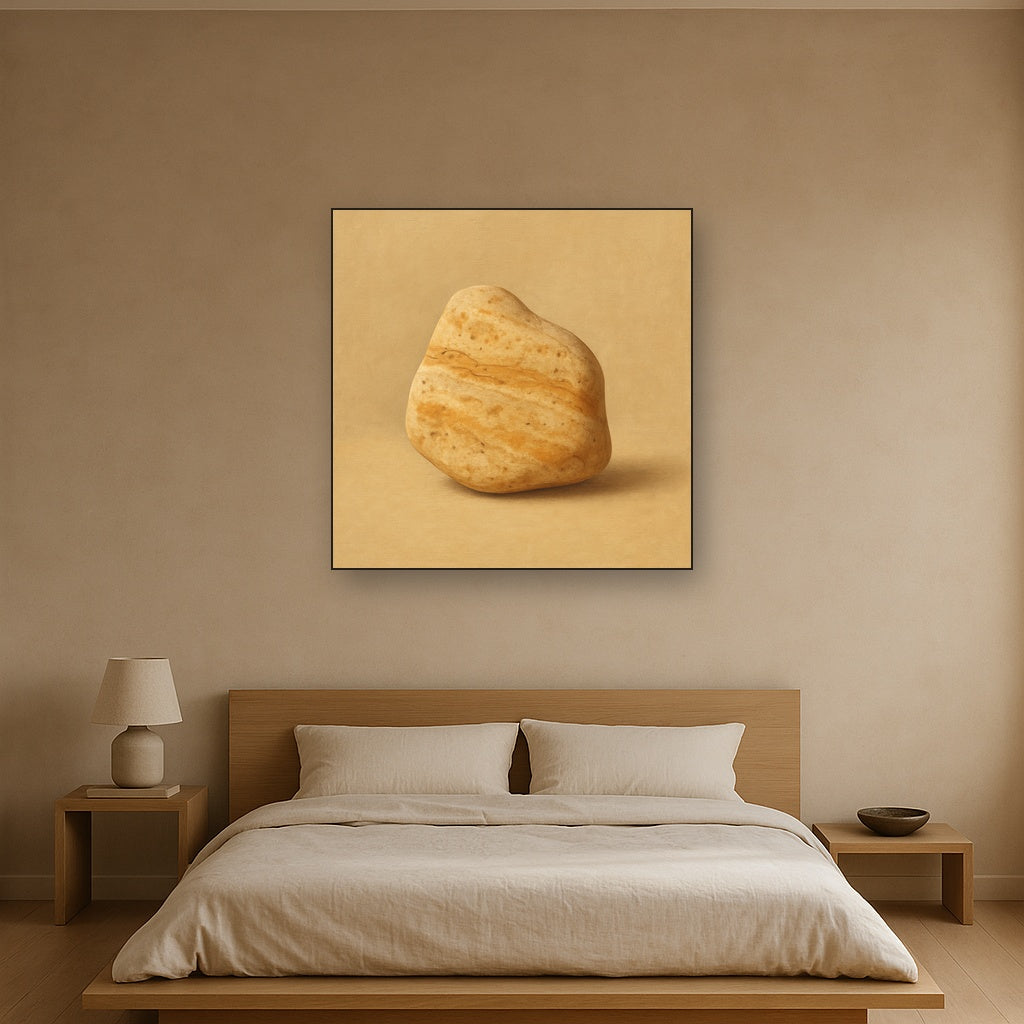 Zen Stone & Warm Grey Void No. 5 - Modern Fine Art Oil Painting - View 3