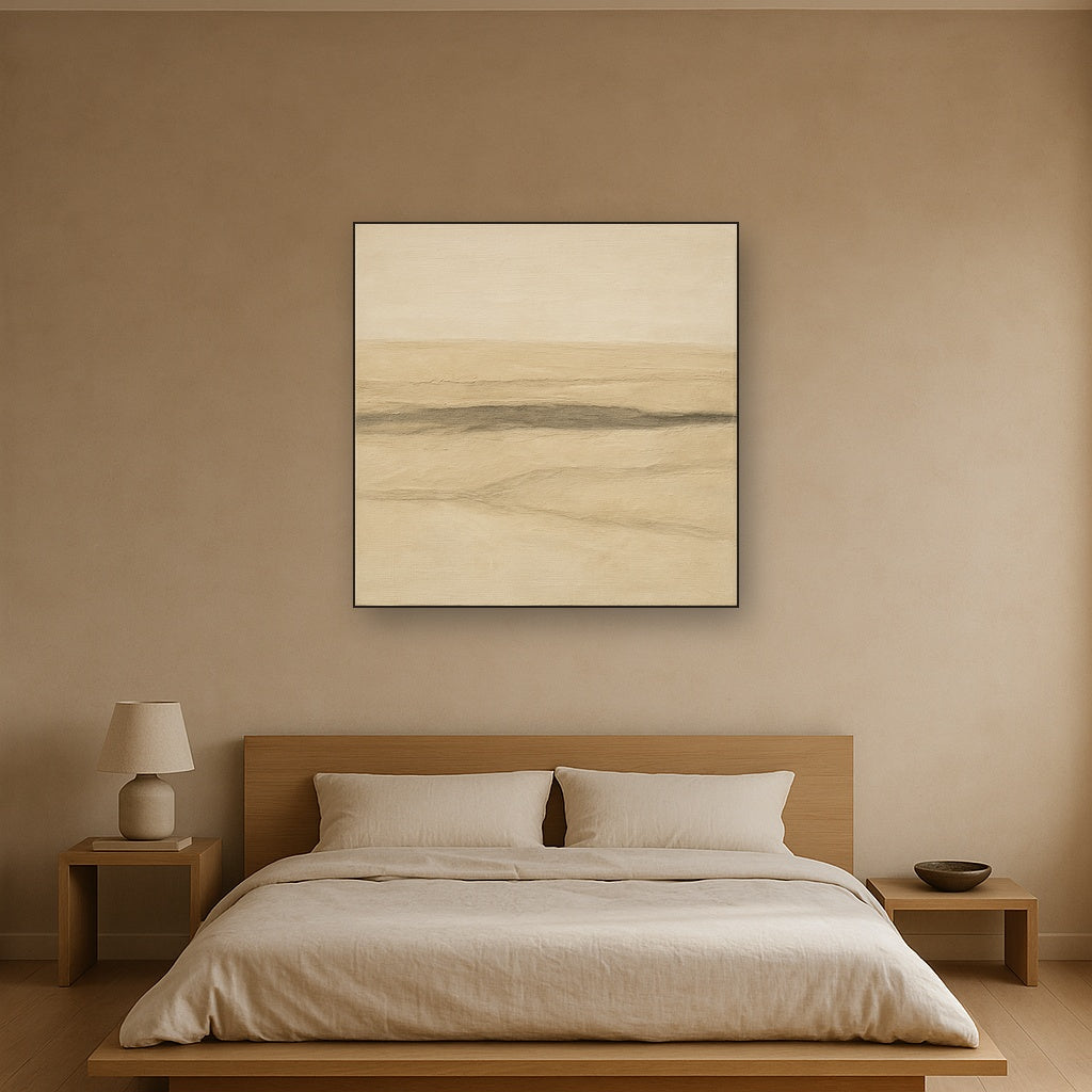 Raw Limestone Horizon & Washed Linen No. 7 Oil Painting - View 3