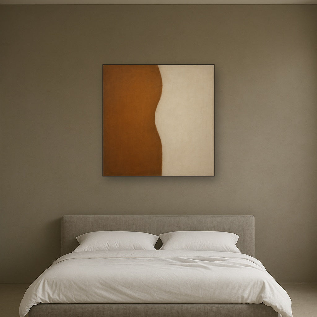 Burnt Umber & Greige Duet No. 7 - Modern Fine Art Oil Painting - View 3