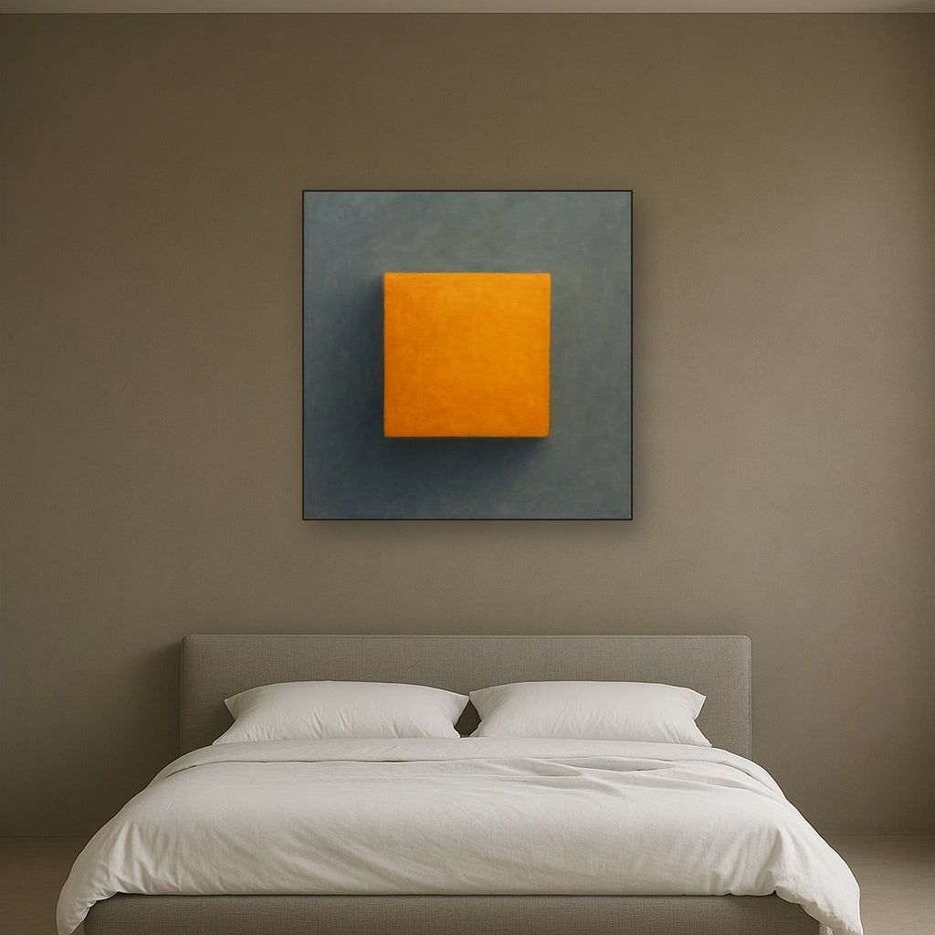 Cadmium Amber & Slate Grey Block No. 10 - Modern Fine Art Oil Painting - View 3