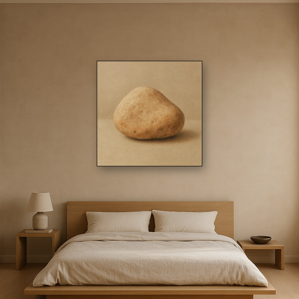 Zen Stone & Warm Grey Void No. 5 - Modern Fine Art Oil Painting - View 3