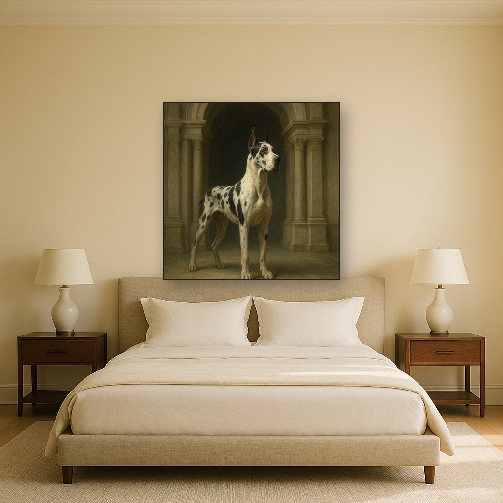 Regal Great Dane in Grand Architectural Hall No. 11 Fine Art Oil Painting - View 3