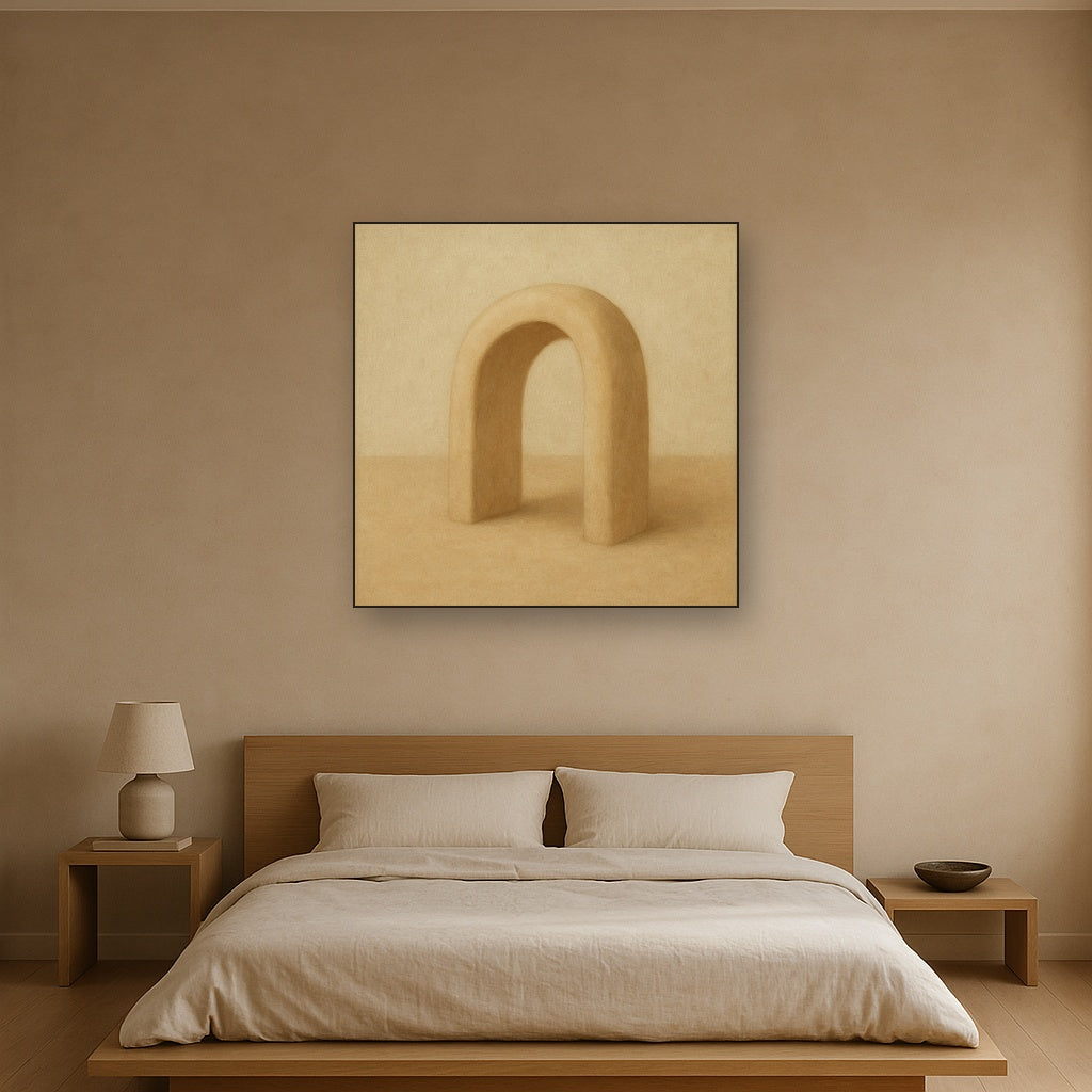 Warm Beige Travertine Arch No. 1 - Modern Fine Art Oil Painting - View 3