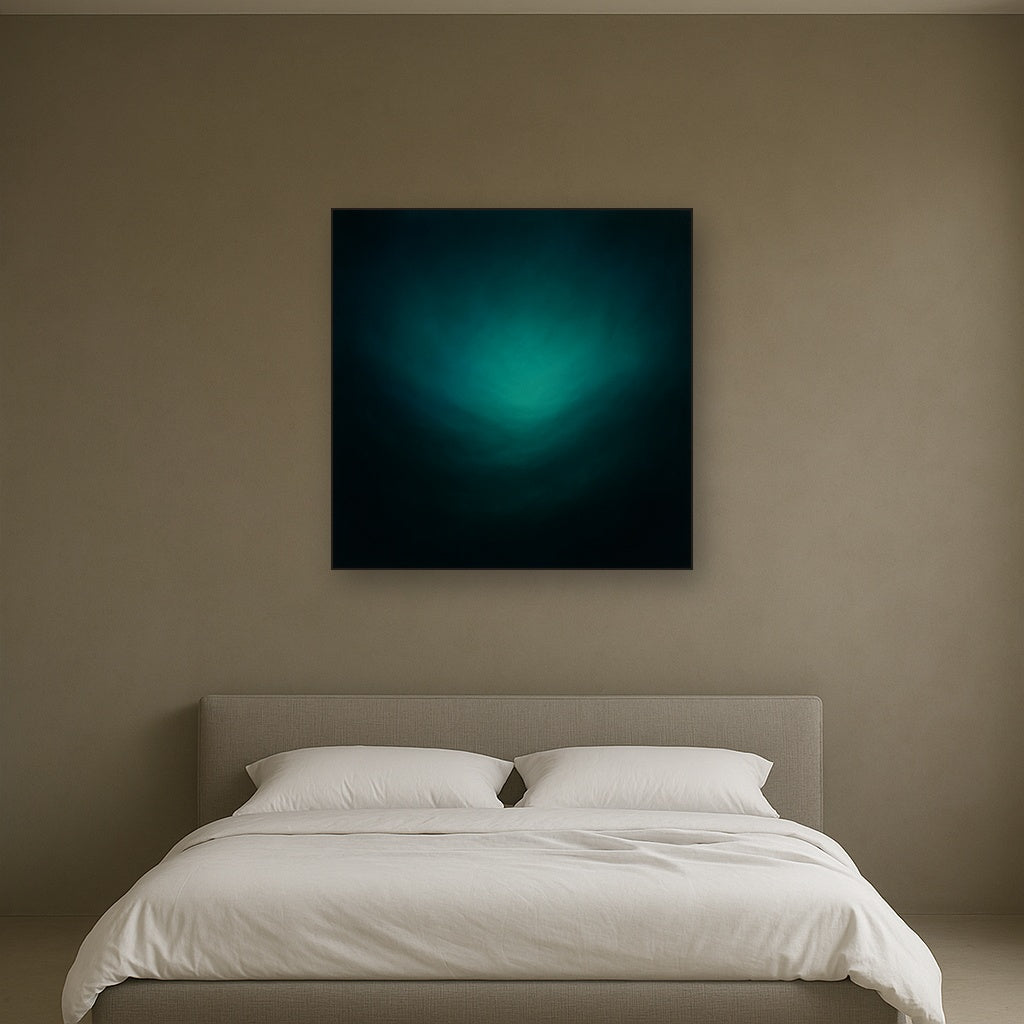 Midnight Teal & Deep Malachite Gradient Oil Painting - View 3