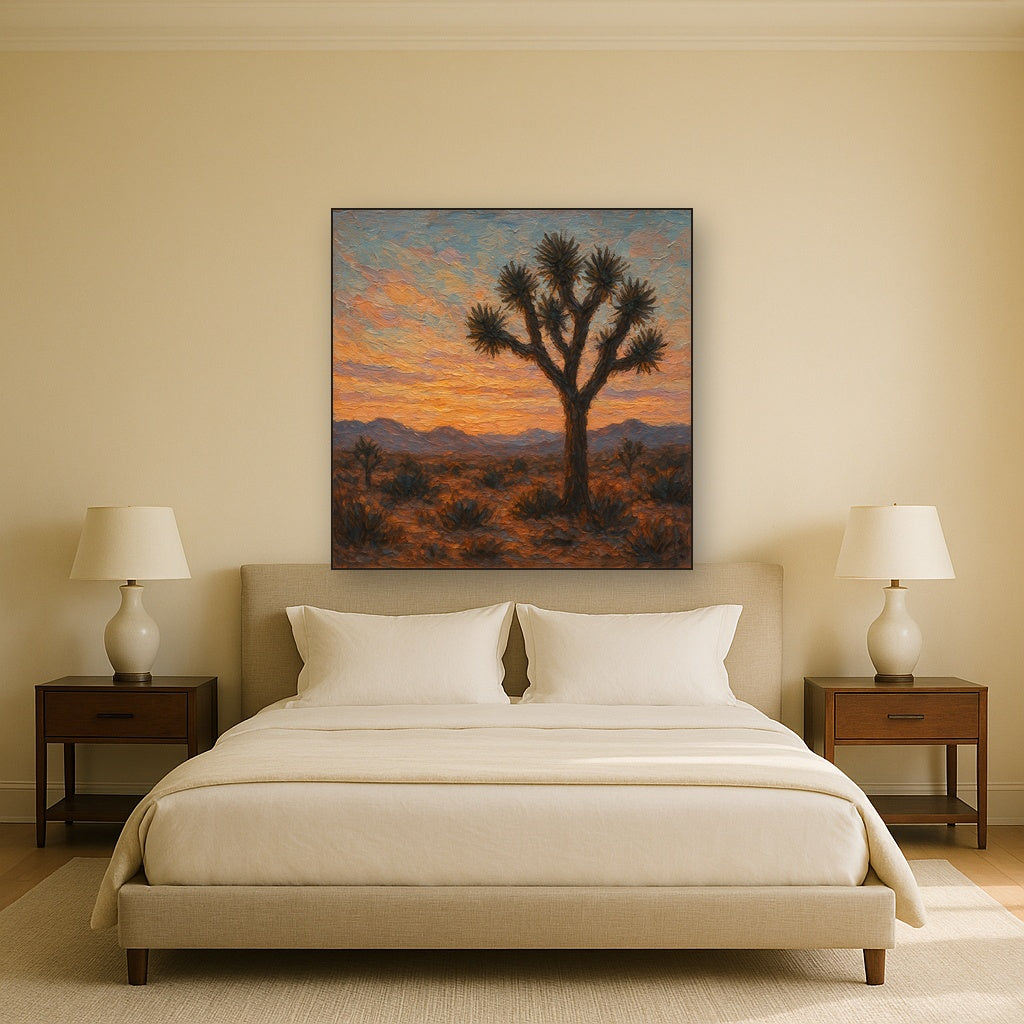 Joshua Tree Desert Twilight Landscape Oil Painting - View 3