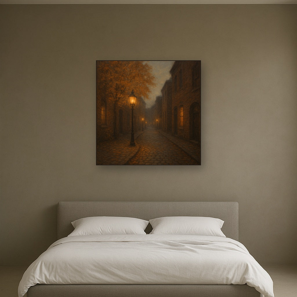 London Gaslamp Alley in Autumn Dusk No. 2 Oil Painting - View 3