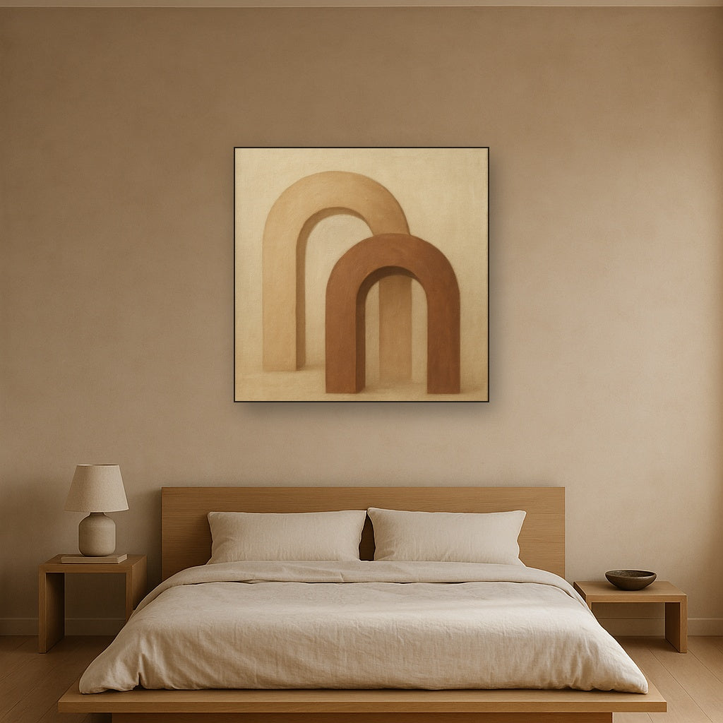 Minimalist Japandi Archways No. 10 - Modern Fine Art Oil Painting - View 3